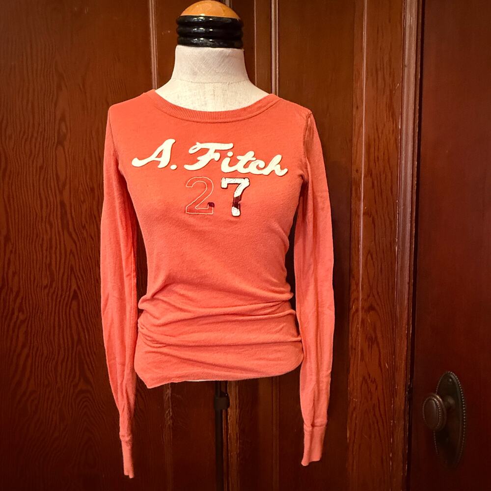 Vintage Y2K Abercrombie & Fitch Graphic Long Sleeve Shirt‎ Orange M